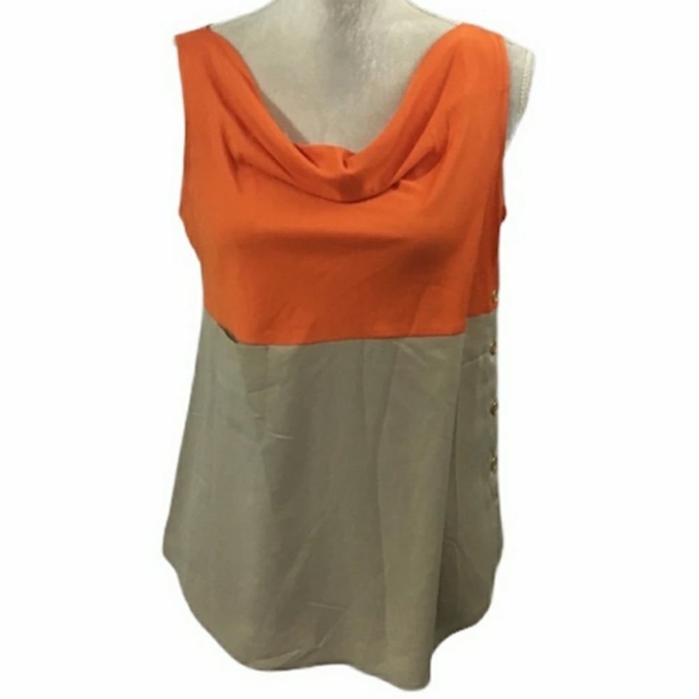 Ann Taylor draped color block blouse